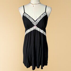 Victoria's Secret Y2K Black & White Lace Slip Dress